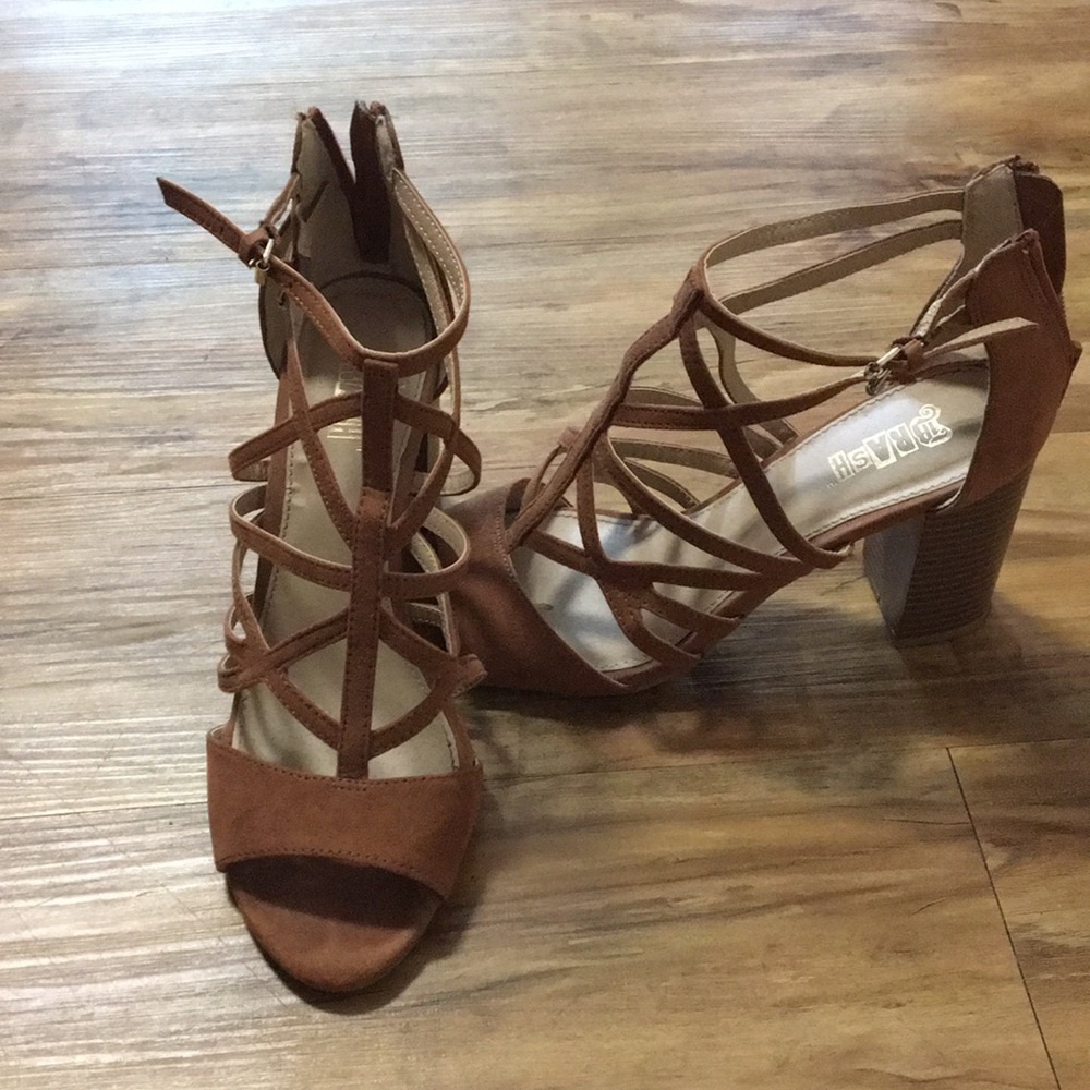 Brown suede heels